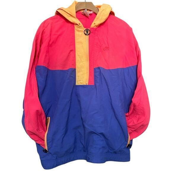 Nike Cross Training Vintage Men’s Size L Bright Orange Pink Purple Windbreaker - Picture 1 of 9